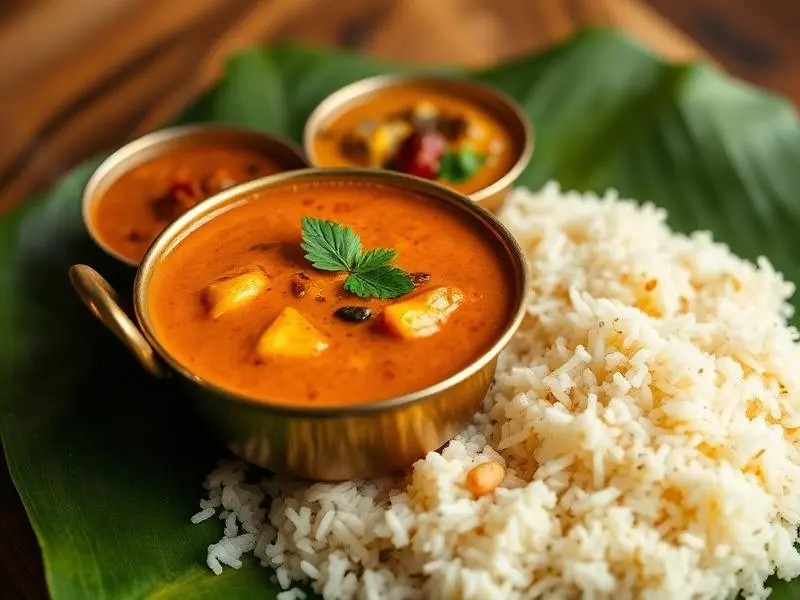 Traditional South Indian catering food in Thanjavur