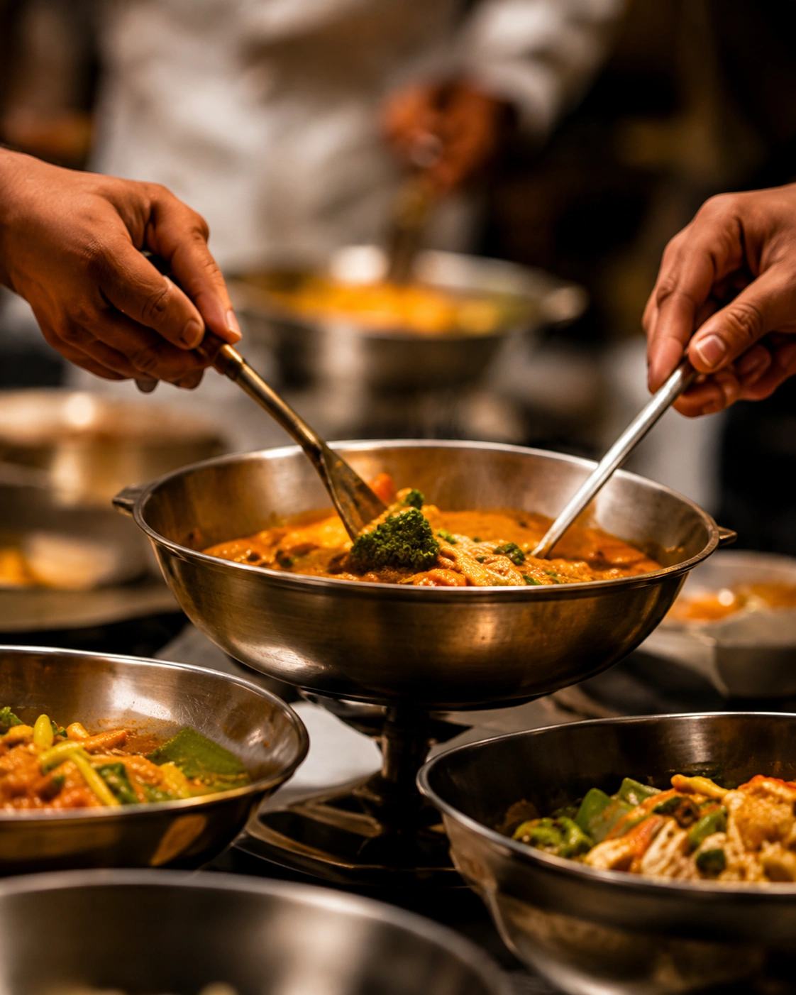 Chef preparing catering food at Mathi Caterings in Thanjavur