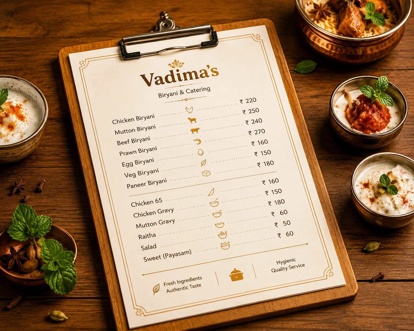 Custom menu planning by Mathi Caterings in Thanjavur
