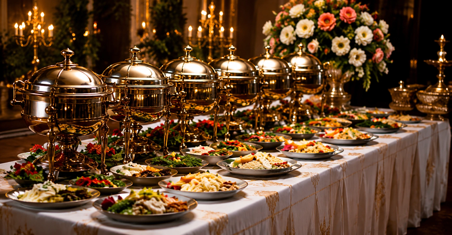 Premium catering buffet setup by Mathi Caterings in Thanjavur