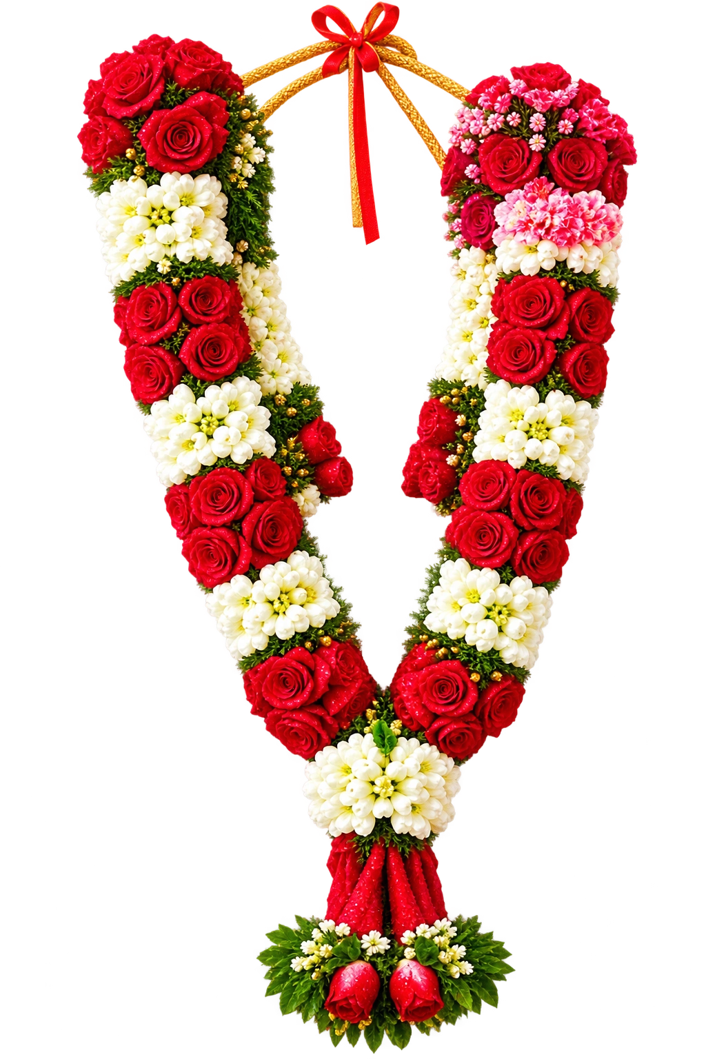 Red and white rose wedding garland