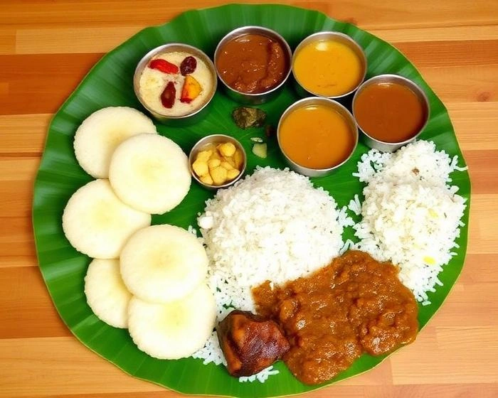 Traditional South Indian thali catering in Thanjavur